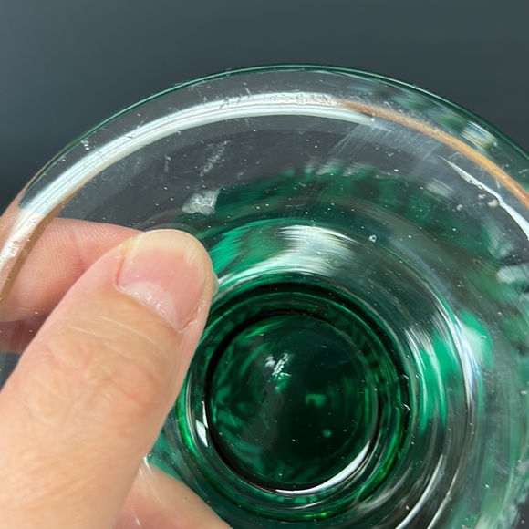 Vintage bohemian glass tall footed decanter with painted lily of the valleys - Picture 6 of 15